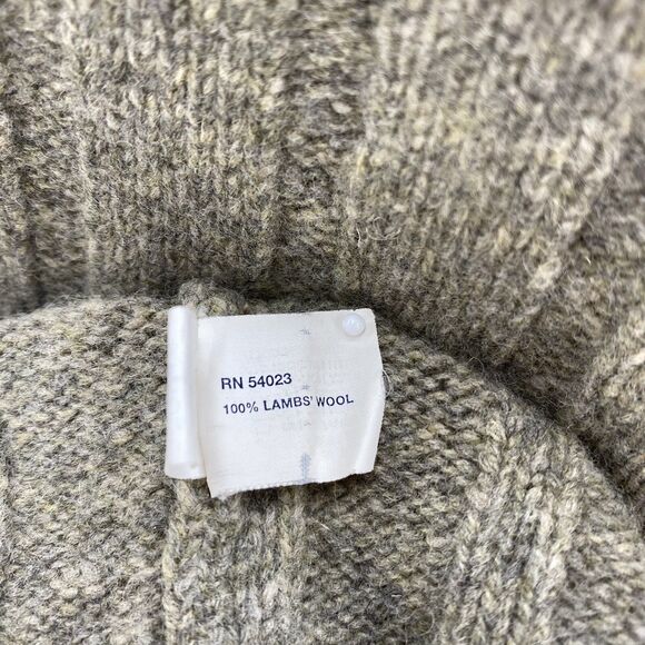 GAP Sweater Men's Large Beige VTG Lambswool Cable Knit Mock Neck 1/4 Zip Preppy - Picture 9 of 16